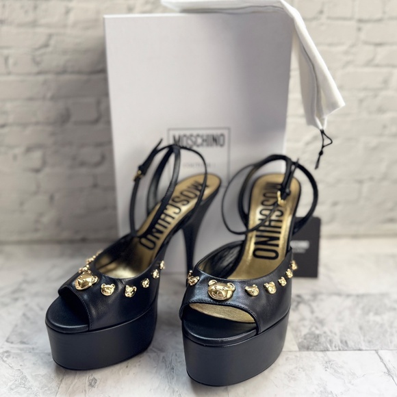 NEW Moschino Teddy Bear Studded Ankle Strap Platform Sandal - Picture 8 of 9